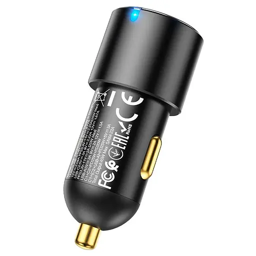 Автомобільний зарядний пристрій Hoco NZ6 PD45W 3-port ( 2C1A ) car charger Чорний - фото 2