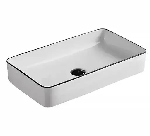 Умивальник накладний Imprese Black Edge 60,5x35,5x11,5 см білий/чорний i11099, Білий - фото 2