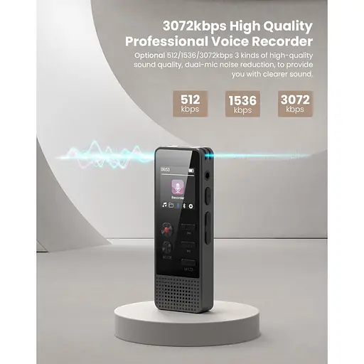 Цифровой bluetooth диктофон ZOOAOXO V200 64 ГБ черный - фото 3