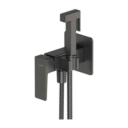 Набір гігієнічного душу прихованого монтажу Omnires Parma graphite SYSPMBI2GR, Графіт - фото 1