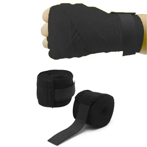 Боксерські бинти Hard NE-BOX-N1BK 3 метри, нейлонові, чорні - фото 2