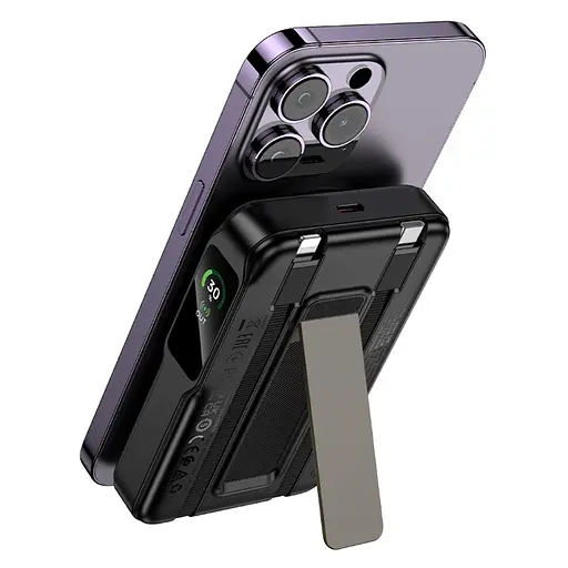 Power bank Hoco Q48 10000mAh PD 20W 3в1 магнитный с функцией беспроводной зарядки черный - фото 5