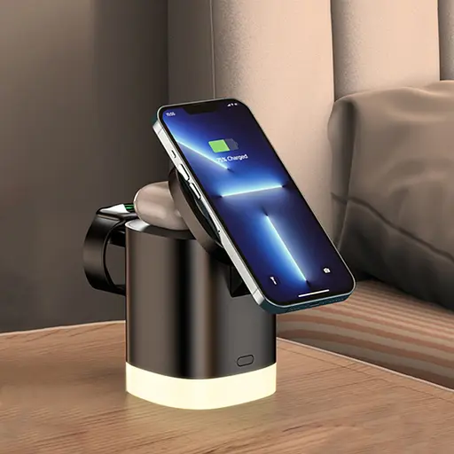 Бездротова док-станція 3в1 T15 3in1 15W+5W+3.5W чорна - фото 2