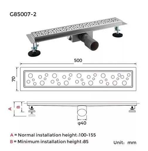 Душевой трап Gappo 70х500 мм, нержавеющая сталь G85007-2 - фото 8
