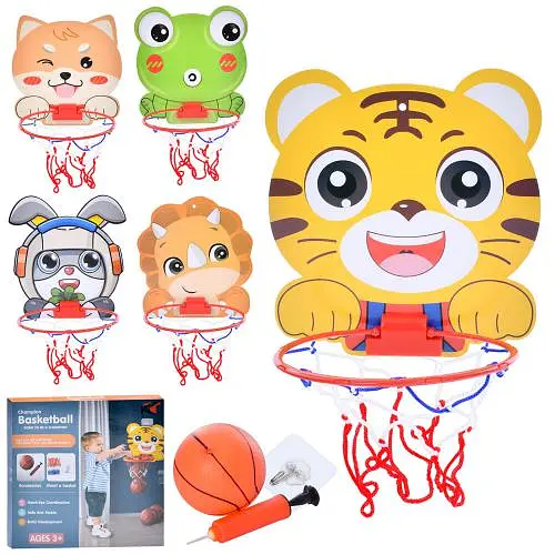 Баскетбольное кольцо MR 1137, щит (картон) 24-25см, кольцо пластик 19,5см, сетка, мяч, насос, в коробке (6903317637331) Микс - фото 1