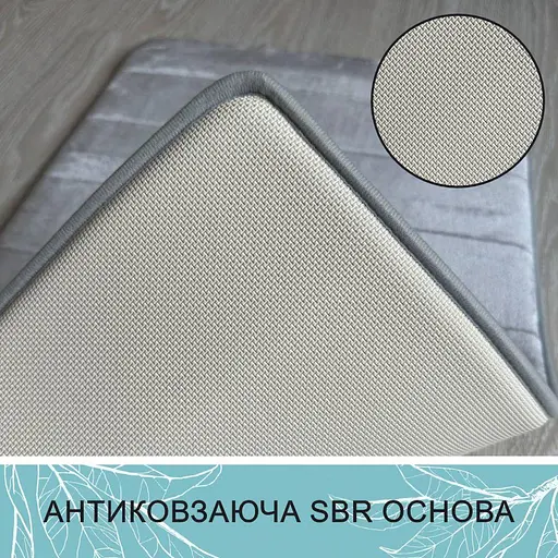 Набор 2 коврика для ванной Aquarius с эффектом памяти 40х60 см, U-образный 50х50 см. Серый в полоску - фото 5