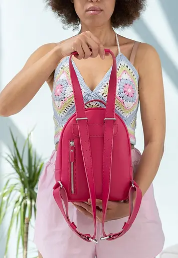 Шкіряний рюкзак Groove S фуксія - фото 6