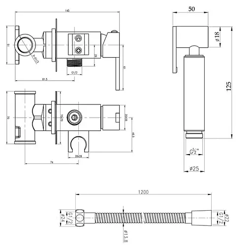 Набір для гігієнічного душу зі змішувачем Qtap Inspai-Varius CRM V00440201, Хром - фото 2