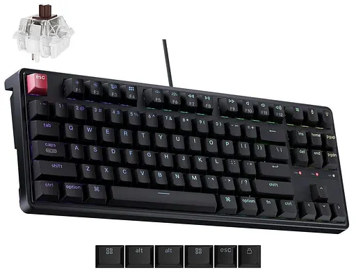 Клавіатура Keychron C3 Pro V2 87Key K pro Brown USB-A QMK Hot-swap 8K EN/UKR RGB Black (C3PX-H3-UA) - фото 2