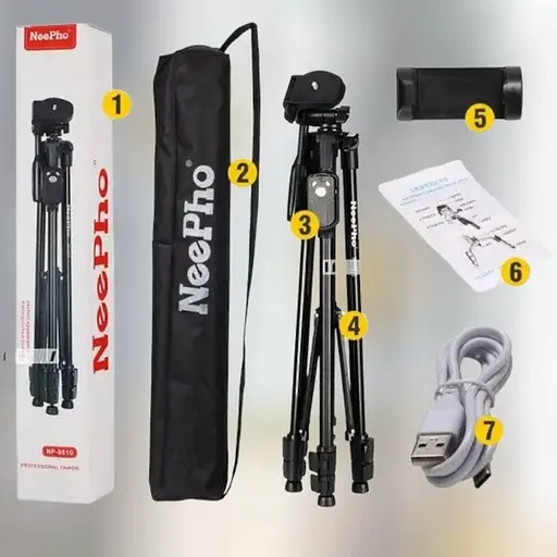 Штатив тренога NeePho NP-8810 не съемная площадка + держатель + пульт + чехол (50-150см) Черный - фото 7