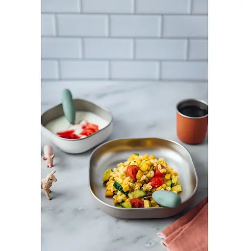 Набір дитячого посуду Beaba тарілка, миска, стакан металеві 4+ теракотовий (913584) - фото 5