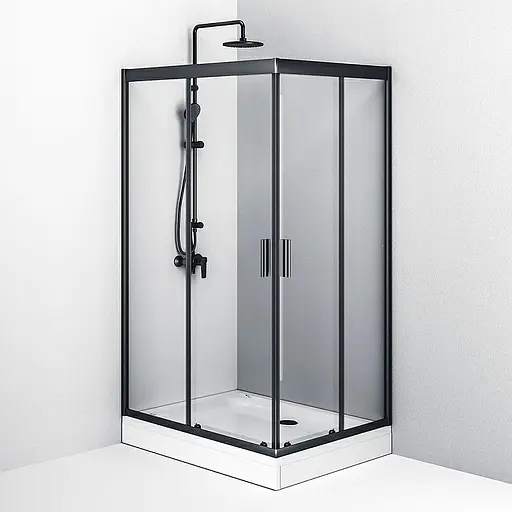 Душевая кабина Am.Pm Gem Twin Slide 120x80 см стекло прозрачное black matt W90UG-404-120290-BT, Черный матовый, Универсальная, прозрачная - фото 4