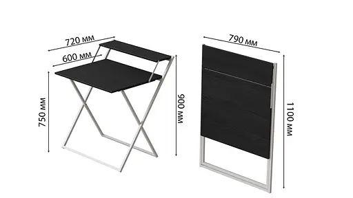 Стол трансформер Компакт 4 750x790x720 Белый металл ДСП Сосна Кембра 16 мм FRD-104699 - фото 2