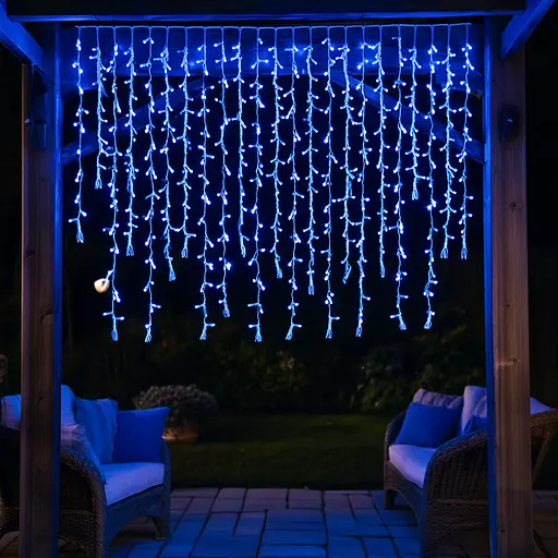 Вулична гірлянда Бахрома GarlandoPro 36 м 600 LED білий дріт Синій 36MWBL - фото 4