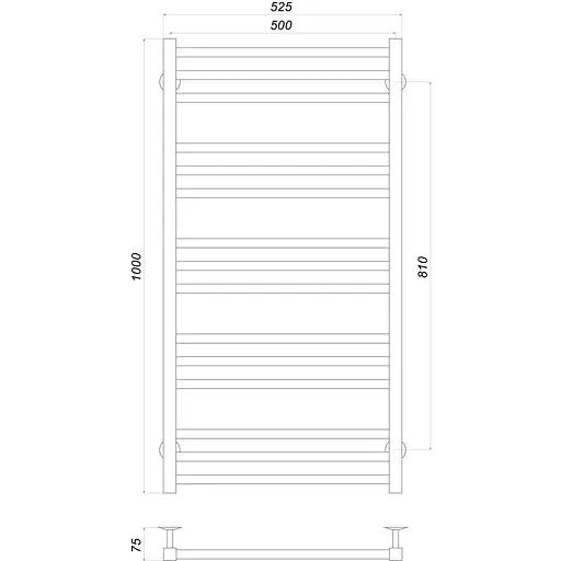 Полотенцесушитель UNIO MS W 1000-500-15 BLK Модена черная (22547) - фото 4