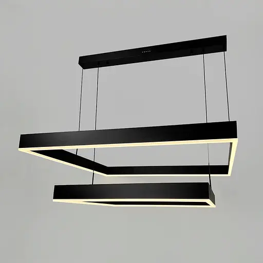 Чорна люстра з двома підвісними квадратами 60 та 80 см | Line F | Арт. MJ223-800+600 BK - фото 8