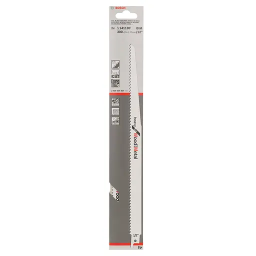 Полотно пиляльне для шабельної пилки Bosch Professional по дереву та металу, S 1411 DF, 6TPI, 2 шт.