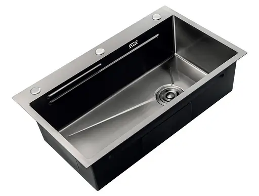 Кухонна мийка Zerix ZH7545-SET-05 Nano-Black ZM5581, Графит - фото 4