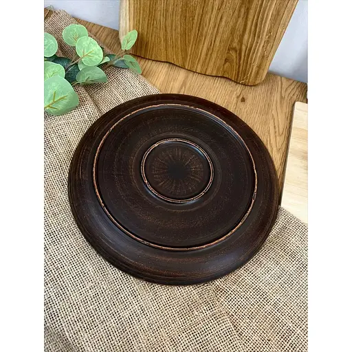 Блюдо для піци 30 см керамічне (глиняне) різьблене Ангоб - фото 4