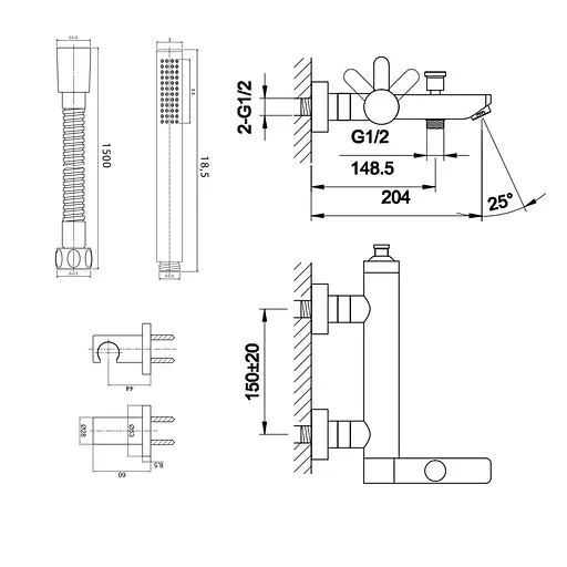 Змішувач для ванни Kohlman Boxine chrome настінний KPL-QW110B Хром - фото 2