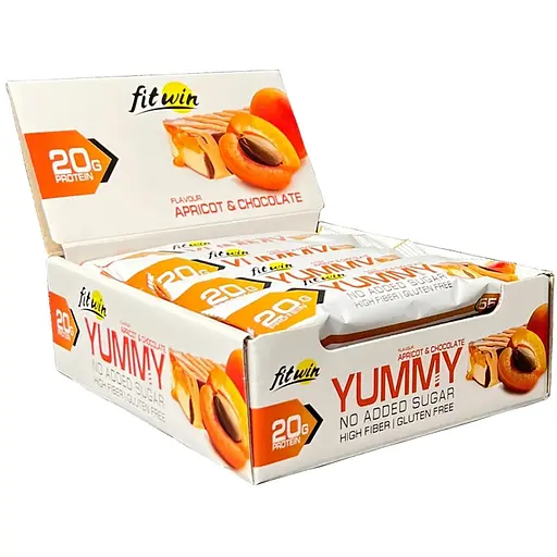 Батончик YUMMY Bar 36% no added sugar, 12*55 грамм Абрикос - шоколад FitWin vit0001246
