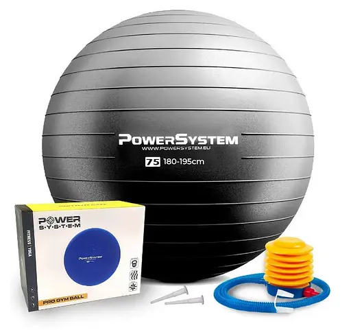 М'яч для фітнесу (фітбол) Power System PS-4013 Ø75 cm PRO Gymball Black (4013BK-0) - фото 1