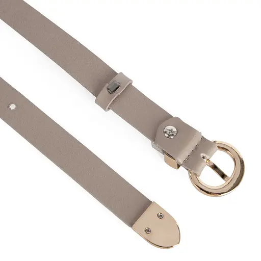 Ремень женский кожаный узкий JK-2032 (115 см) бежевый с золотой пряжкой - фото 3