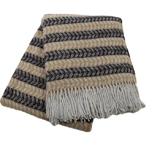 Плед вовняний Vladi Метро Spire 200х220 біло-бежево-коричневий (202001) - фото 1