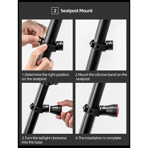 Задний фонарь ROCKBROS Q5 умный с датчиком торможения аккумуляторный - фото 9