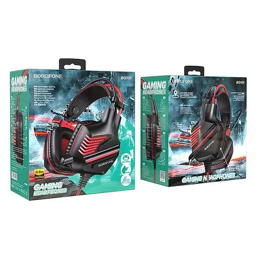 Дротова гарнітура Borofone BO101 Racing, USB, 3.5mm, 2m, Чорно-Червоний - фото 6