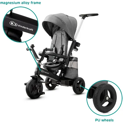 Трехколесный велосипед Kinderkraft Easytwist Platinum Grey (KKRETWIGRY0000) - фото 9