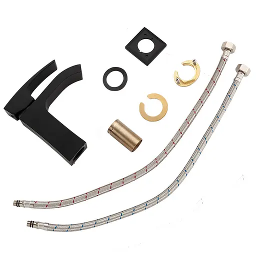 G1007-6 Змішувач для умивальника одноричажний плоский аератор латунний корпус гайка Ø35 чорний Gappo 1/8 Чорний матовий - фото 3