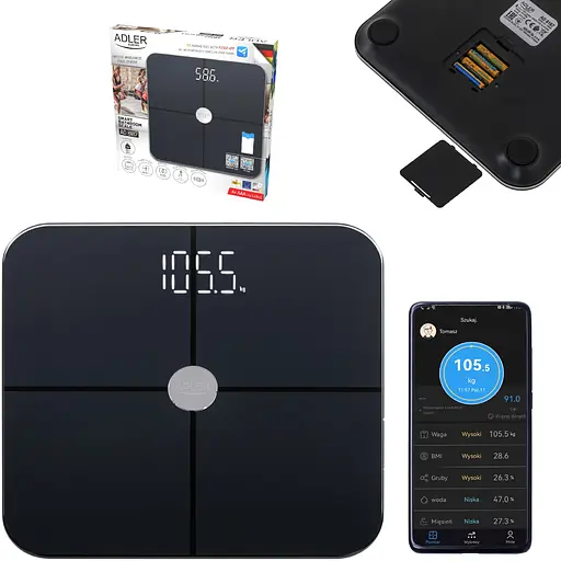 Весы напольные Adler AD 8187 black электронные/ Smart/ 180кг/ 4хААА/ автовыключение/ черные - фото 4