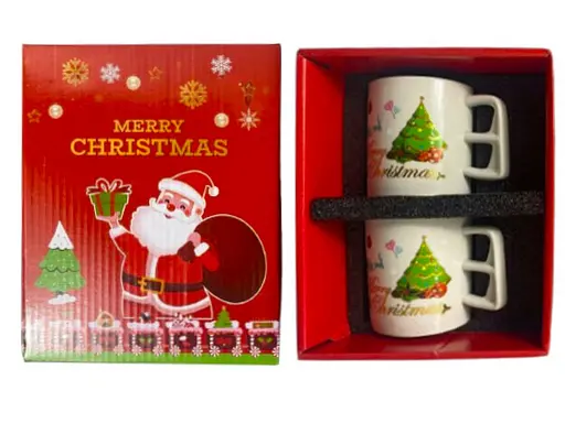 Набір Новорічні кружки і ложечки по 2 шт по в коробці