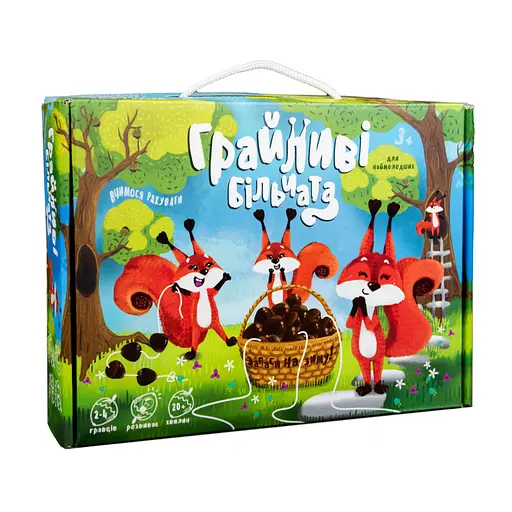 Розвиваюча гра "Грайливі білчата" Strateg 30852, 24 картки, 28 бусинок, ниточки, кошик - фото 1