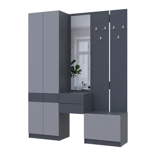 Передпокій Doros Сола Графіт/Сірий ДСП / дзеркало 165х40х215 (42005146)