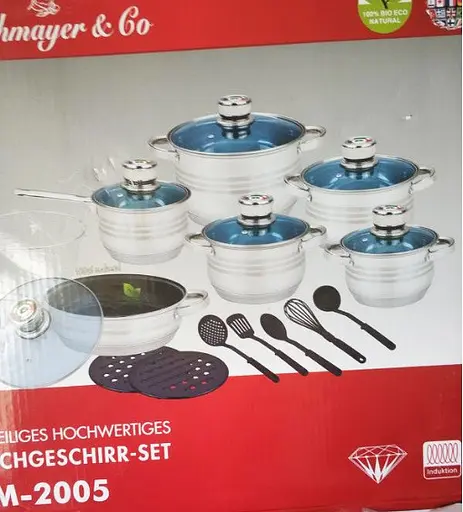 Набір каструль з кришками та сковородою Bachmayer BM-2005, 20 предметів - фото 2