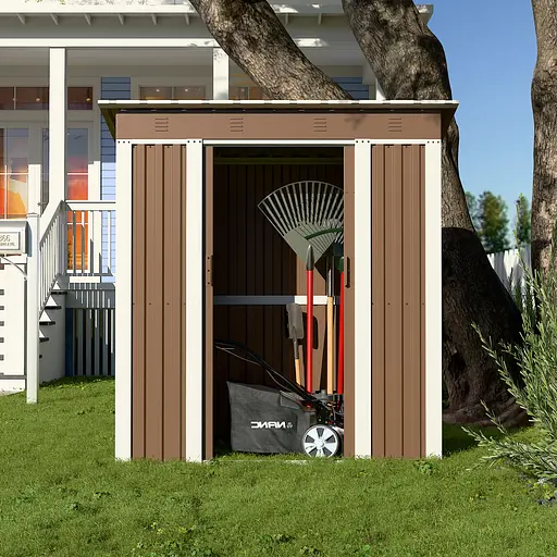 Хозблок-сарай металлический SS-01 с односкатной крышей 1850х1800х900 мм Коричневый - фото 2