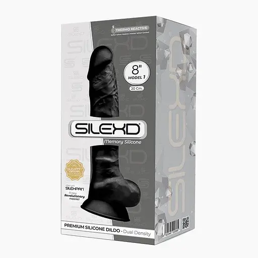 Фалоімітатор SilexD Vetus Black (MODEL 1 size 8in), двошаровий, силікон + Silexpan, діаметр 4,2 см - фото 3