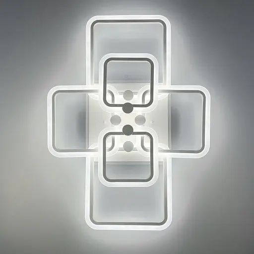 Світлодіона LED люстра на 2+2+2 ріжки квадратної форми Line.F RGB підсвітка є - фото 1