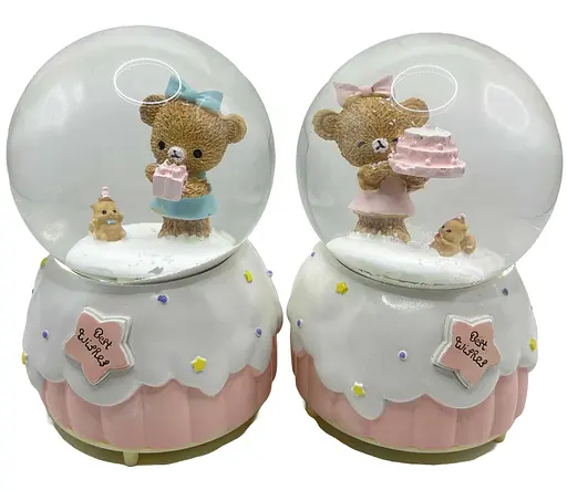Сніжна куля Музична з підсвіткою Ведмедик з подарунками, F-341-100, 100 мм (В асортименті) - фото 3