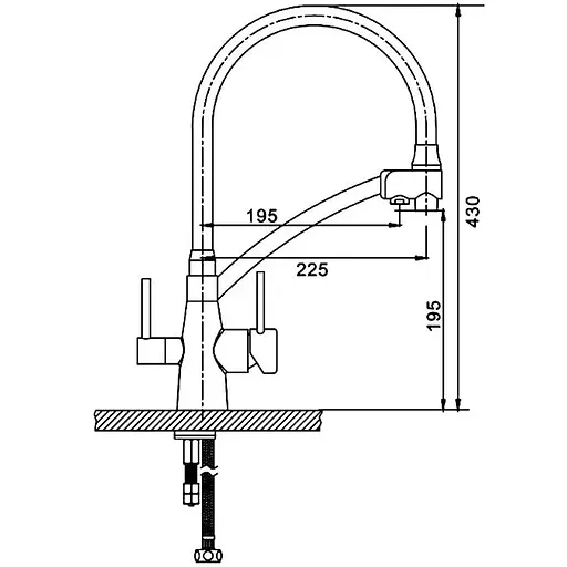 Смеситель для кухни высокий силиконовый гусак под фильтр латунный корпус гайка Ø35 серый/хром Gappo G4398-17 Серый - фото 5