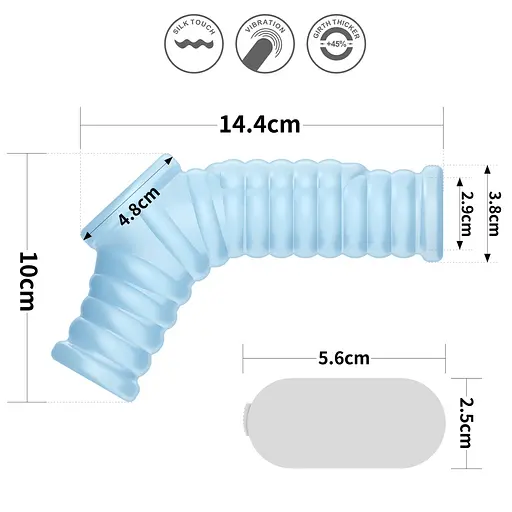 Насадка на пенис с вибрацией Lovetoy Knights Ring Vibrating Wave With Scrotum Sleeve 14.4 см голубой - фото 14