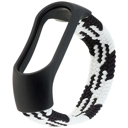 Ремінець Braided Buckle Solo Loop Mi Band 3/4/5/6/7 Чорний Білий - фото 1