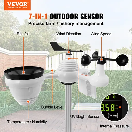 Метеостанция с солнечной панелью VEVOR Profi 7-в-1 Wi-Fi - фото 11