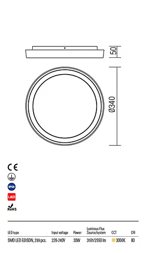 Стельовий світильник BEZEL PL L LED 30W IP54 DG 3000K (RO) (5.1.2) Redo 9184 - фото 3