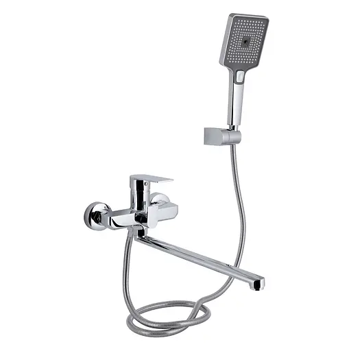 Змішувач для ванни Qtap Aries з довгим поворотним виливом (з душовим гарнітуром) QTARI2601CRM45558 Chrome - фото 1