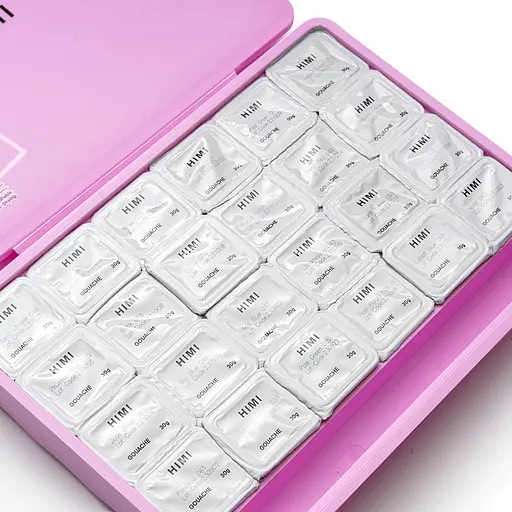 Набор гуашевых красок Jelly Cup 24×30 мл розовый пластиковый пенал HIMI - фото 4