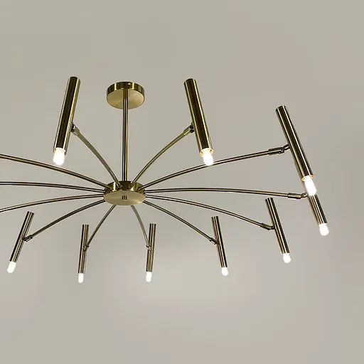 Латунна трубчаста люстра з 12 регулюючими плафонами | Арт. ST01/12 AB | Line F - фото 2