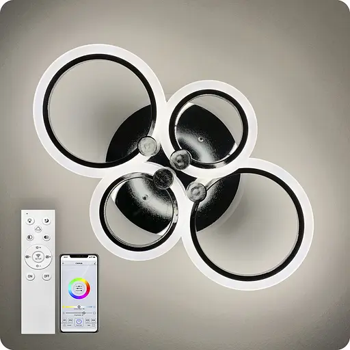 Люстра светодиодная 517 Light 3color с пультом 76Вт Хром (01370) - фото 4